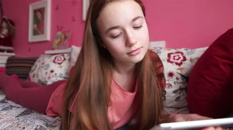 Girl using tablet Stock Footage 60034035