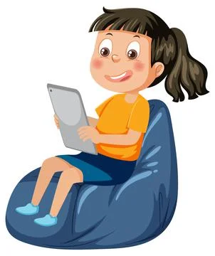 A girl using tablet Stock Illustration