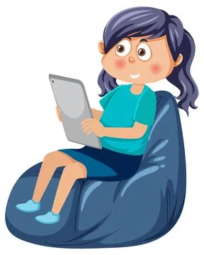 A girl using tablet Stock Illustration