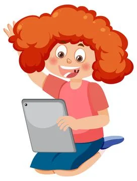 A girl using tablet Stock Illustration