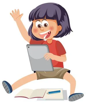 A girl using tablet Stock Illustration