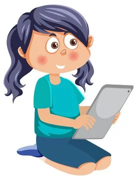 A girl using tablet Stock Illustration