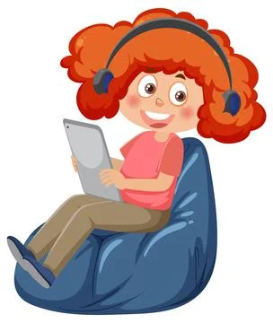 A girl using tablet Stock Illustration