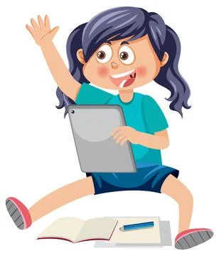 A girl using tablet Stock Illustration
