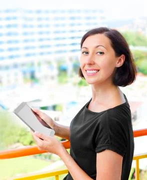 Girl using tablet pc Stock Photos