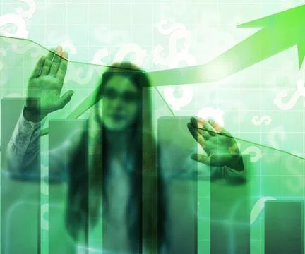 Girl using touch screen diagram イラスト素材