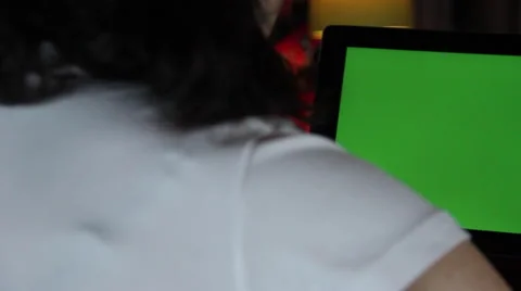 Girl using touch screen Видео 47991640