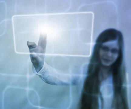 Girl using touch screen 스톡 일러스트