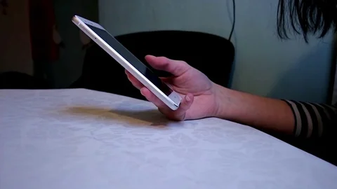 Girl using a touch screen pad technology Stock Footage 83014337