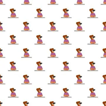Girl using vr virtual reality headset pattern Stock Illustration