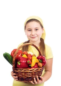 The girl with vegetables Stock Photos