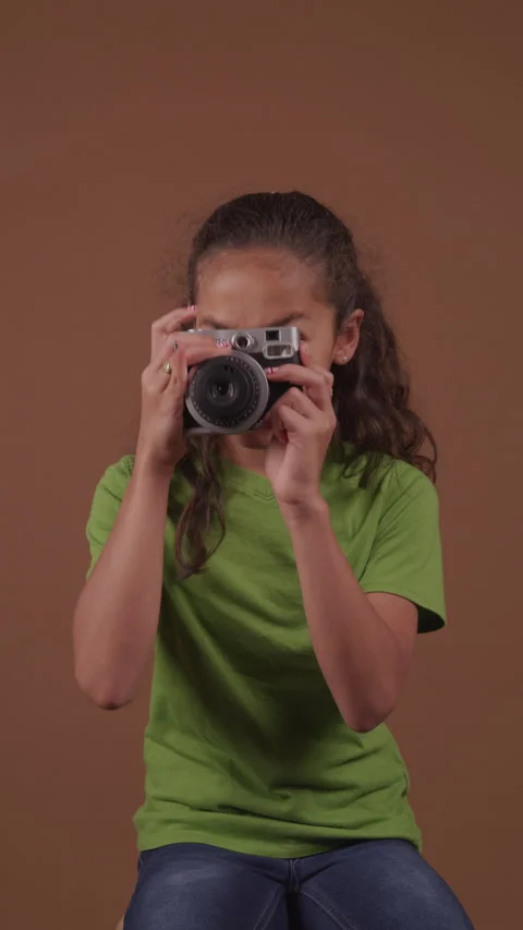 Girl with Vintage Camera Stock Footage 208783952