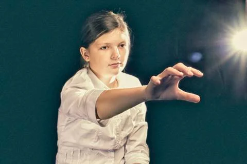 Girl virtual space movement Foto stock