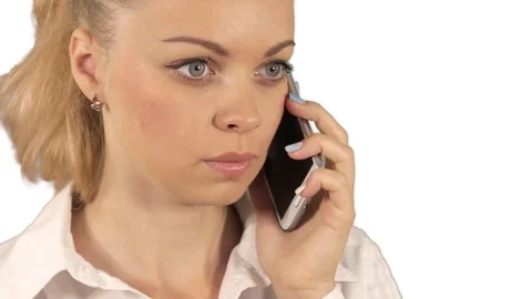 The girl is waiting for the reply of the interlocutor Stock Footage 78483821