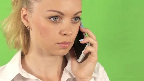 The girl is waiting for the reply of the interlocutor s Stock Footage 78484351