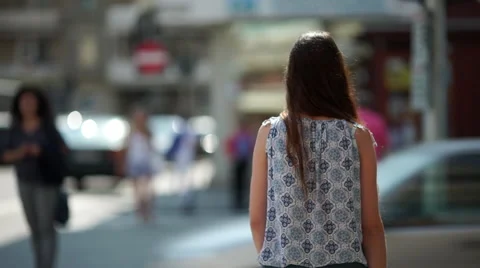 Girl waiting at the stoplight Stock Footage 67581864
