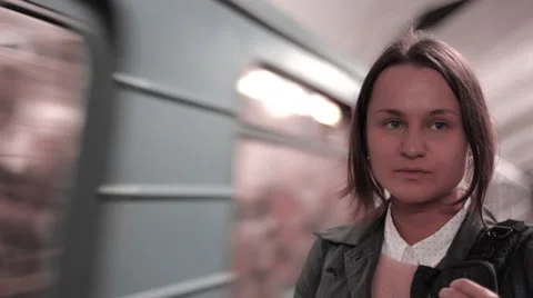 Girl is Waiting For a Train Stock Footage 67353967