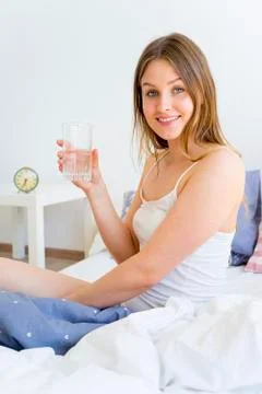 Girl is waking up Stock Photos