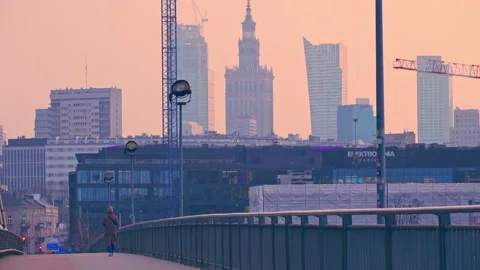 Girl walking on the bridge Stock Footage 151229031