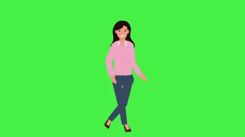 Girl Walking In Loop- Walkcycle In Loop Green Screen Stock Footage 231499158
