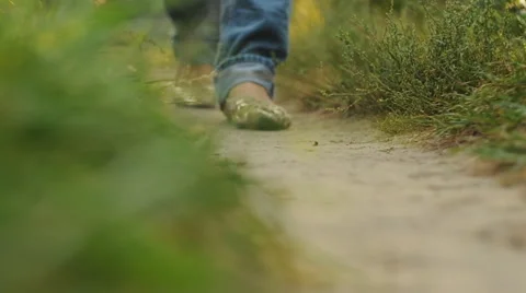 Girl is Walking on a Path Forward Video stock 61805678