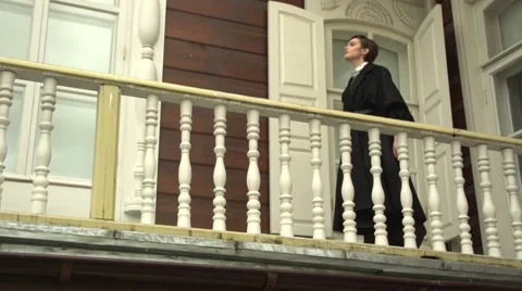 Girl Walking on the Terrace Stock Footage 59755176