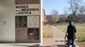 Girl walks in front of the Museum for the Memory of Ustica, Bologna 4k or 4k+ Resolution