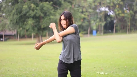 Girl Warming Up Stock Footage 121544548