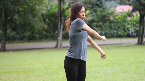 Girl Warming Up Stock Footage 121597775