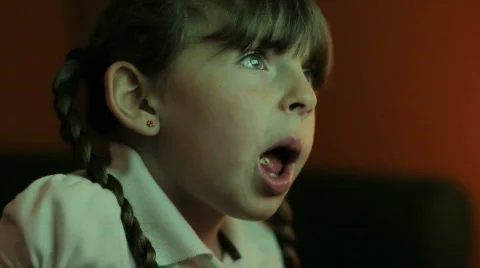 Girl Watching TV Stock Footage