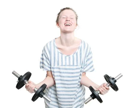 Girl with weights Stock Photos