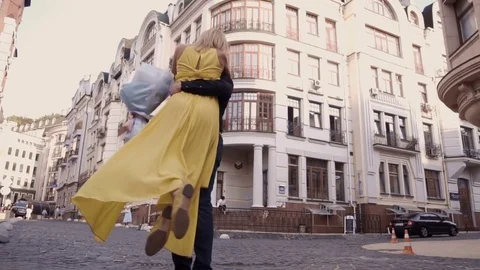 Girl whirl with a guy Stock Footage 80222657