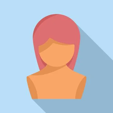 Girl wig icon flat vector. Head hair Stock Illustration