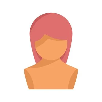Girl wig icon flat vector. Head hair Stock Illustration