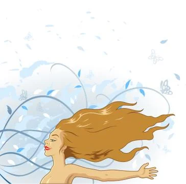 Girl with the wind Stock Illustration