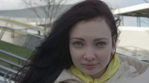 Girl on the wind slow-motion Stock Footage 74633739
