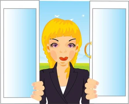 Girl in window Stock Illustration