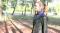 The girl in the wood. Steadycam shot HD Footage