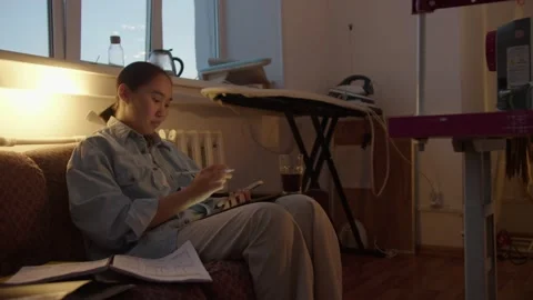 Girl work in the workshop Stock Footage 234875088