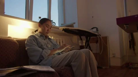 Girl work in the workshop Stock Footage 234875197