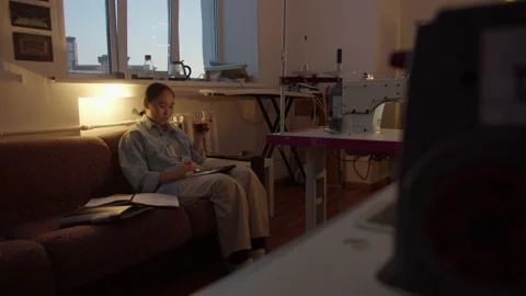 Girl work in the workshop Stock Footage 234875202