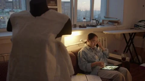 Girl work in the workshop Stock Footage 234875358