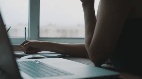 Girl working on computer Stock Footage 65286510