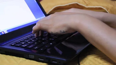 Girl working on a computer Stock Footage 70738480