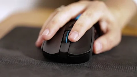 The girl is working with a computer mouse Stock Footage 82272019