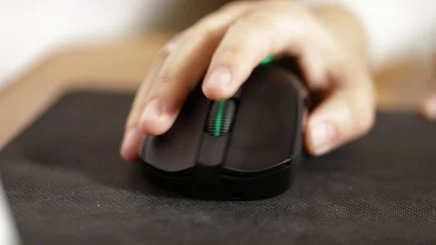 Girl working with a computer mouse, hand close-up Stock Footage 85637201