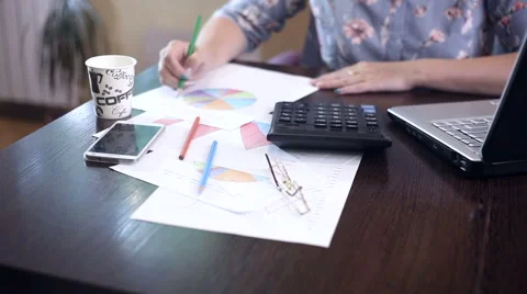 The girl working on computer in office Stock Footage 65290456