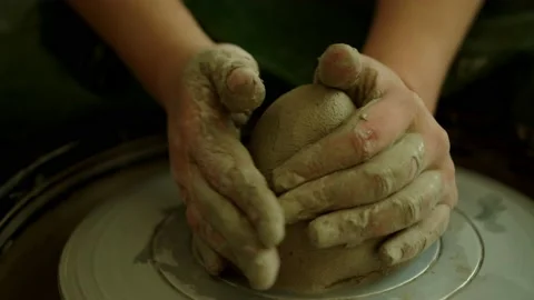 Girl working in her workshop pottery studio Stock Footage 234875952