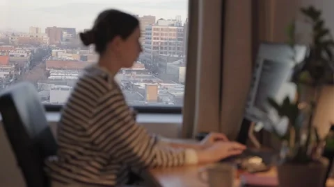 Girl Working from home.Remote work Stock Footage 194569441