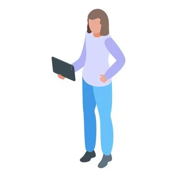 Girl working icon isometric vector. Summer vacation Stock Illustration